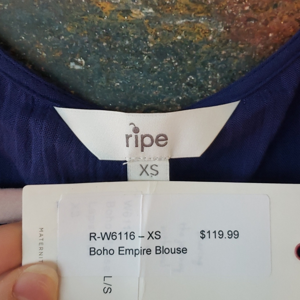 Blue Ripe Boho Maternity Blouse - Picture 6 of 8